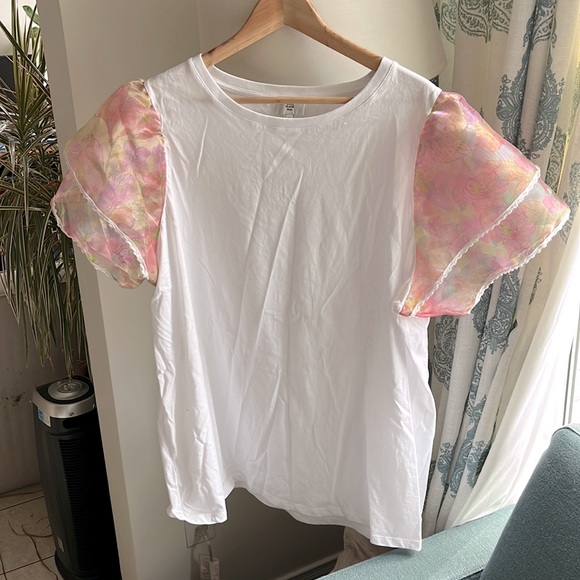 River Island pretty puff sleeved T-shirt - Picture 1 of 5